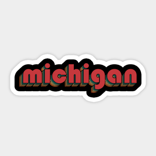 Michigan - Retro Rainbow Typography Style 70s Sticker